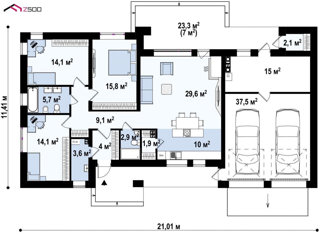 Проект дома Zx102 GP - план-схема 1