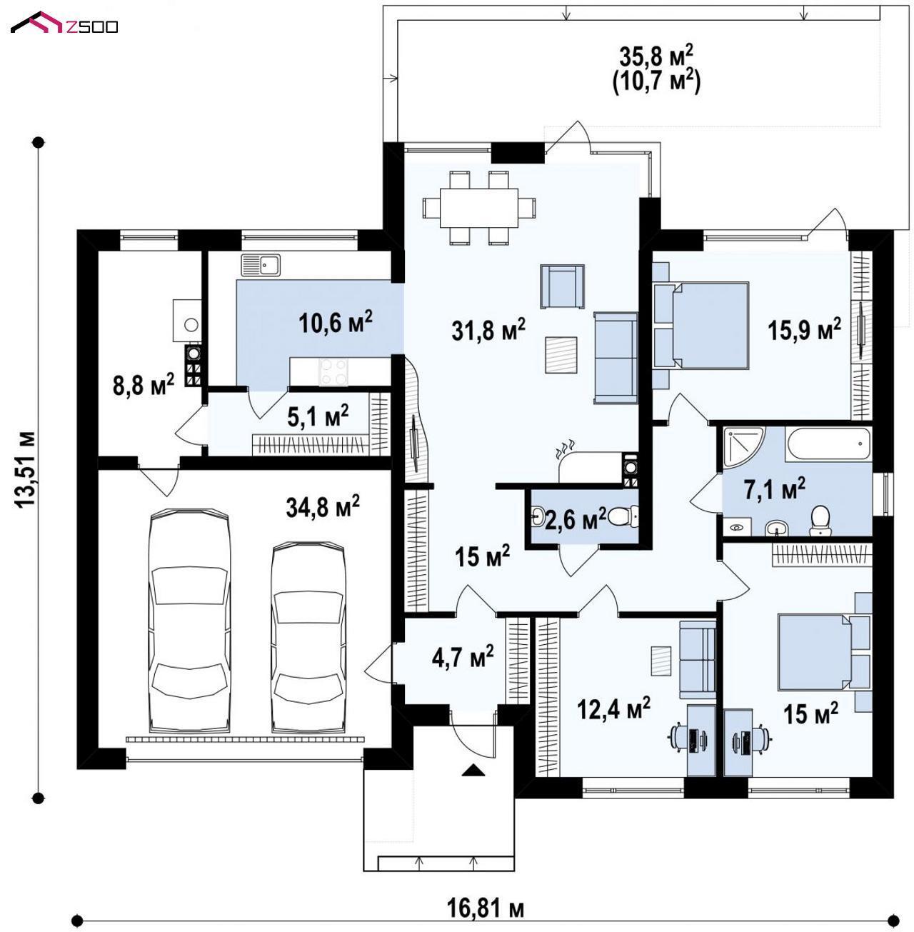 Проект дома Zx104 - план-схема 1